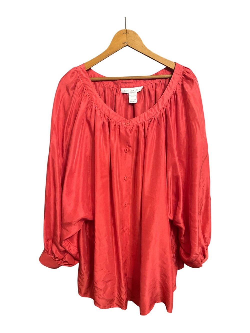 Y2K The Limited 100% Silk Blouse Balloon Sleeve Large Lagenlook Boho VTG Button